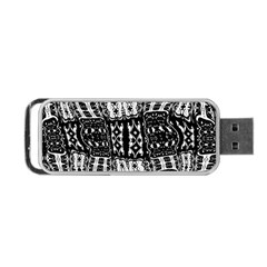 Abstract Black And White Stripes Checkered Pattern Portable Usb Flash (one Side)