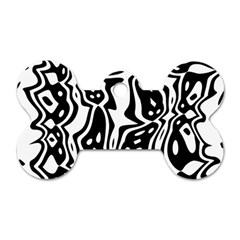 Black And White Abstract Stripe Pattern Dog Tag Bone (two Sides) by SpinnyChairDesigns