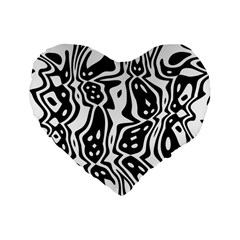 Black And White Abstract Stripe Pattern Standard 16  Premium Heart Shape Cushions by SpinnyChairDesigns