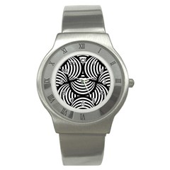 Abstract Black And White Shell Pattern Stainless Steel Watch by SpinnyChairDesigns