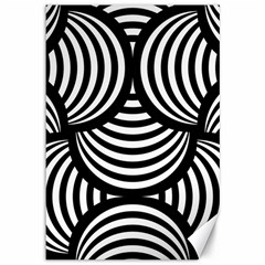 Abstract Black And White Shell Pattern Canvas 12  X 18  by SpinnyChairDesigns