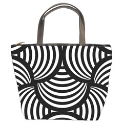 Abstract Black And White Shell Pattern Bucket Bag by SpinnyChairDesigns