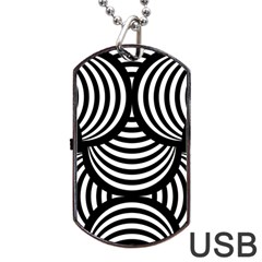 Abstract Black And White Shell Pattern Dog Tag Usb Flash (two Sides) by SpinnyChairDesigns