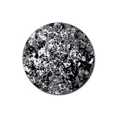 Black And White Grunge Stone Rubber Round Coaster (4 Pack)  by SpinnyChairDesigns