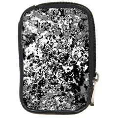 Black And White Grunge Stone Compact Camera Leather Case by SpinnyChairDesigns