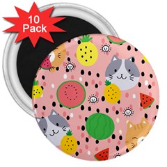 Cats And Fruits  3  Magnets (10 Pack)  by Sobalvarro