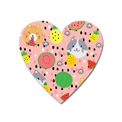 Cats And Fruits  Heart Magnet by Sobalvarro