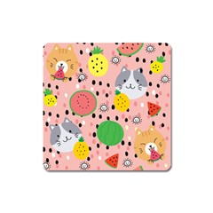 Cats And Fruits  Square Magnet by Sobalvarro