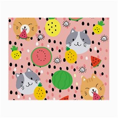 Cats And Fruits  Small Glasses Cloth by Sobalvarro