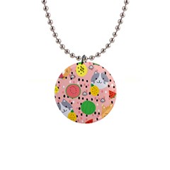 Cats And Fruits  1  Button Necklace by Sobalvarro