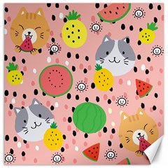 Cats And Fruits  Canvas 12  X 12  by Sobalvarro