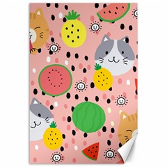 Cats And Fruits  Canvas 24  X 36  by Sobalvarro