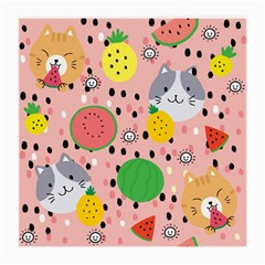 Cats And Fruits  Medium Glasses Cloth by Sobalvarro