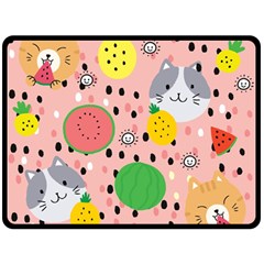 Cats And Fruits  Fleece Blanket (large)  by Sobalvarro