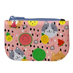 Cats And Fruits  Large Coin Purse by Sobalvarro