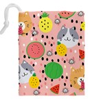 Cats and fruits  Drawstring Pouch (5XL) Back