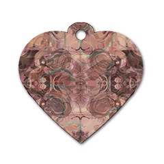 Tea Rose Pink And Brown Abstract Art Color Dog Tag Heart (two Sides) by SpinnyChairDesigns