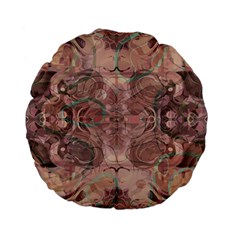 Tea Rose Pink And Brown Abstract Art Color Standard 15  Premium Flano Round Cushions by SpinnyChairDesigns