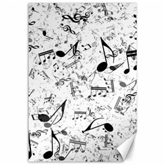 Black And White Music Notes Canvas 12  X 18 