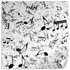 Black And White Music Notes Canvas 20  X 20  by SpinnyChairDesigns