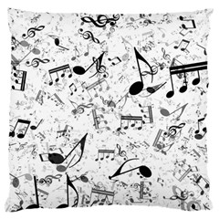 Black And White Music Notes Large Cushion Case (one Side) by SpinnyChairDesigns