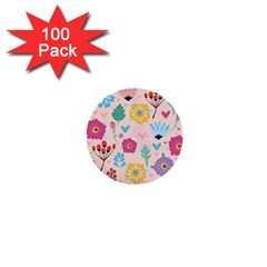Tekstura-fon-tsvety-berries-flowers-pattern-seamless 1  Mini Buttons (100 Pack)  by Sobalvarro