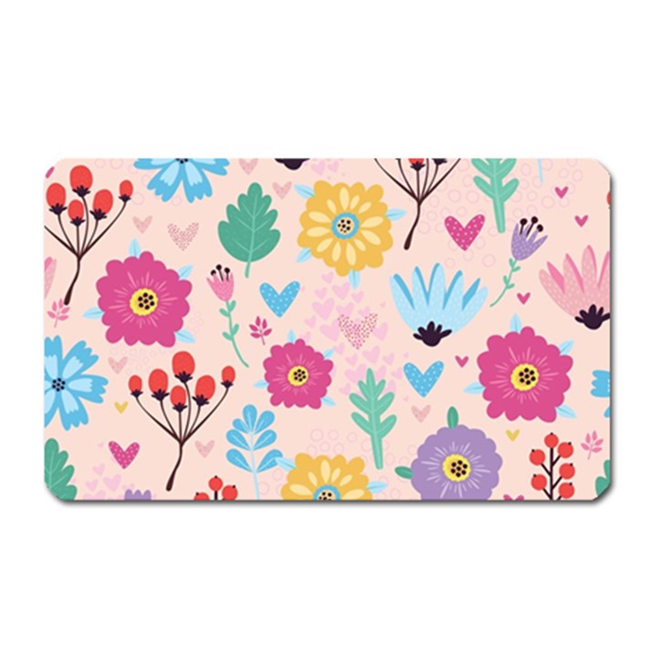 Tekstura-fon-tsvety-berries-flowers-pattern-seamless Magnet (Rectangular)