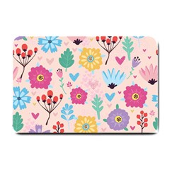 Tekstura-fon-tsvety-berries-flowers-pattern-seamless Small Doormat  by Sobalvarro