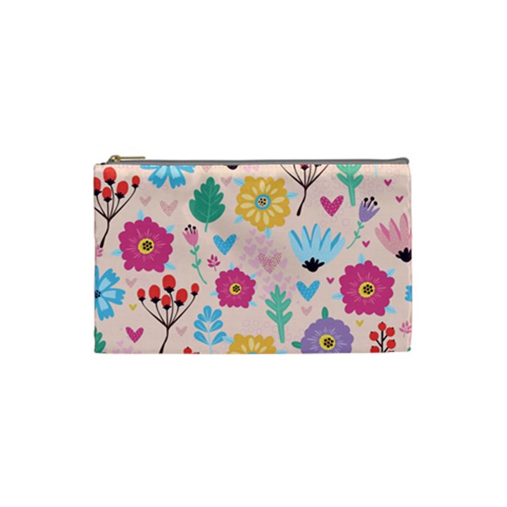 Tekstura-fon-tsvety-berries-flowers-pattern-seamless Cosmetic Bag (Small)