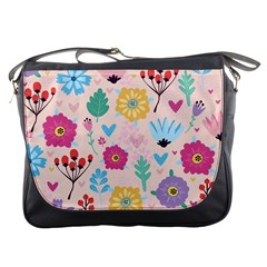 Tekstura-fon-tsvety-berries-flowers-pattern-seamless Messenger Bag by Sobalvarro