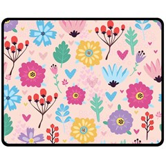 Tekstura-fon-tsvety-berries-flowers-pattern-seamless Double Sided Fleece Blanket (medium)  by Sobalvarro