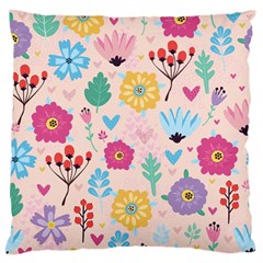 Tekstura-fon-tsvety-berries-flowers-pattern-seamless Large Flano Cushion Case (one Side) by Sobalvarro