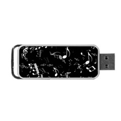 Black And White Music Notes Portable Usb Flash (one Side) by SpinnyChairDesigns