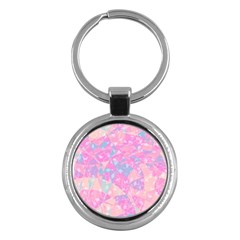 Pink Blue Peach Color Mosaic Key Chain (round) by SpinnyChairDesigns