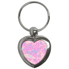 Pink Blue Peach Color Mosaic Key Chain (heart) by SpinnyChairDesigns