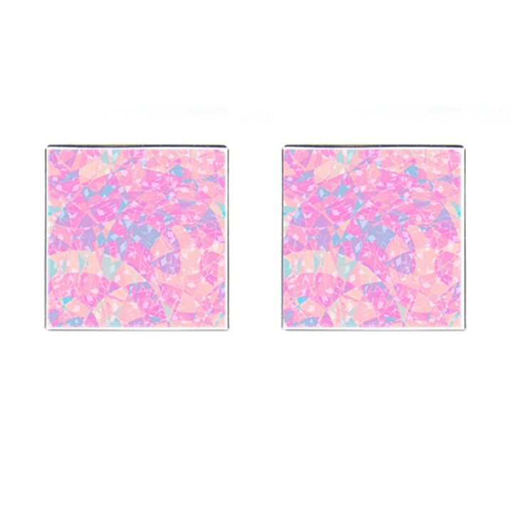 Pink Blue Peach Color Mosaic Cufflinks (Square)