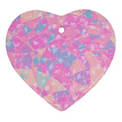 Pink Blue Peach Color Mosaic Heart Ornament (Two Sides)