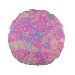 Pink Blue Peach Color Mosaic Standard 15  Premium Flano Round Cushions by SpinnyChairDesigns