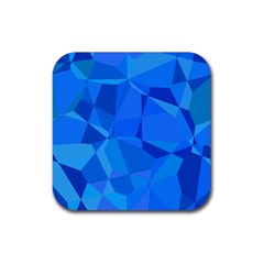 Electric Blue Geometric Pattern Rubber Coaster (square)  by SpinnyChairDesigns