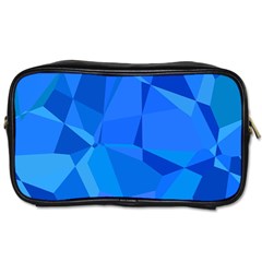 Electric Blue Geometric Pattern Toiletries Bag (two Sides) by SpinnyChairDesigns