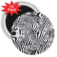 Zebra Print Stripes 3  Magnets (10 pack) 