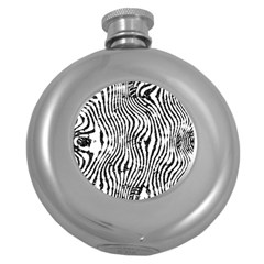 Zebra Print Stripes Round Hip Flask (5 Oz) by SpinnyChairDesigns