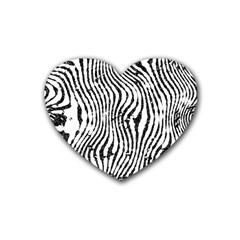 Zebra Print Stripes Rubber Coaster (heart) 