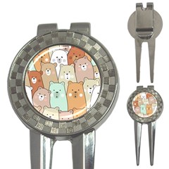 Colorful-baby-bear-cartoon-seamless-pattern 3-in-1 Golf Divots
