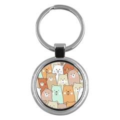 Colorful-baby-bear-cartoon-seamless-pattern Key Chain (Round)