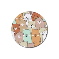 Colorful-baby-bear-cartoon-seamless-pattern Rubber Coaster (round)  by Sobalvarro