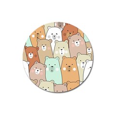 Colorful-baby-bear-cartoon-seamless-pattern Magnet 3  (round) by Sobalvarro
