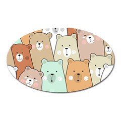 Colorful-baby-bear-cartoon-seamless-pattern Oval Magnet by Sobalvarro