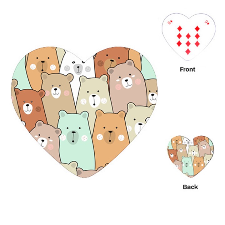 Colorful-baby-bear-cartoon-seamless-pattern Playing Cards Single Design (Heart)