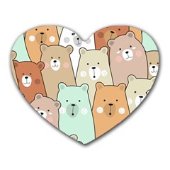 Colorful-baby-bear-cartoon-seamless-pattern Heart Mousepads